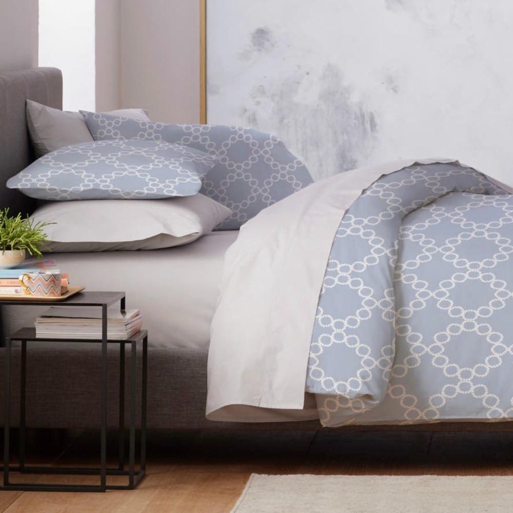 WESTPOINT HOME Palais Cotton Duvet Cover & Sham Set Blue SZ KING